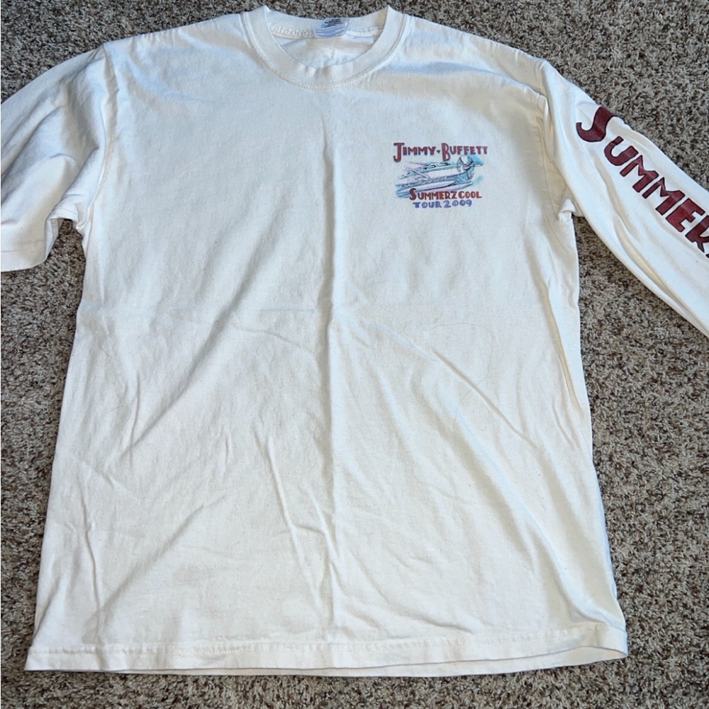 Jimmy Buffett Summerzcool Tour 2009 Long Sleeve Concert Tee Cream Gildan Medium - Picture 2 of 8